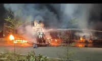 Truck goes up in flames after KMP crash, driver burns to death