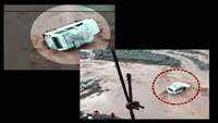 On cam: Car washed away in flash flood in J&K's Kathua 