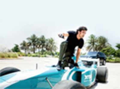 Hrithik drives F1 car out of the circuit…