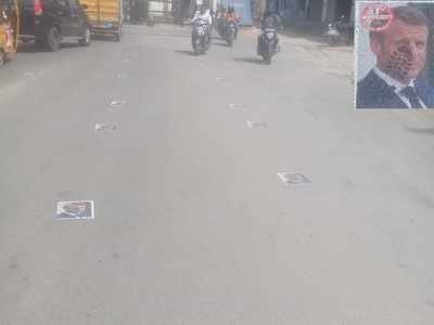 French President Emmanuel Macron's pictures with boycott call surface on roads in Hyderabad