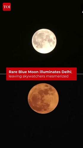  Visuals from Delhi captured the rare 2026 Blue Moon glowing brightly above the capital's skyline