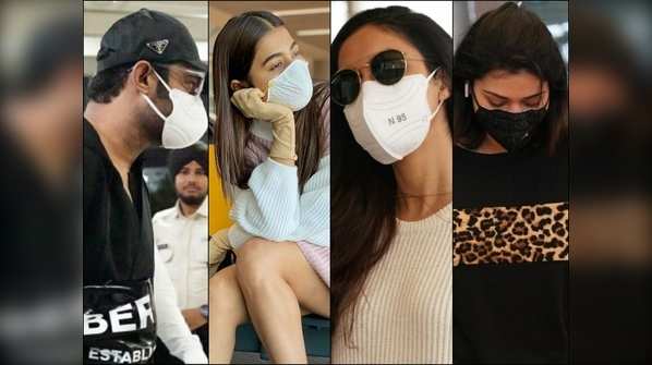 Pooja Hegde, Prabhas, Ritu Varma, Payal Rajput and other Telugu celebs were spotted in face masks at the airport