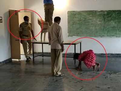 Cop plays spectator as 6-year-old girl mops hall in Andhra college