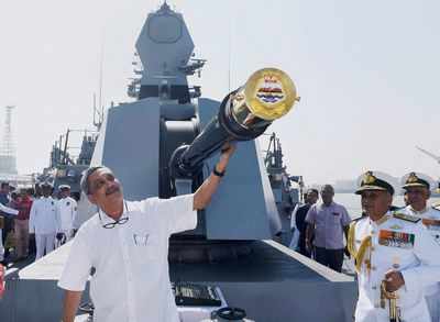 Manohar Parrikar commissions new Indian Navy warship 'INS Chennai'