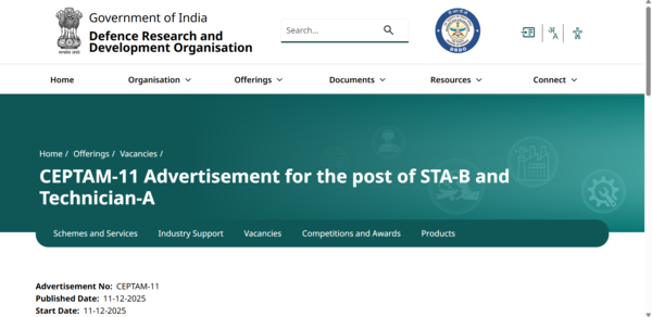 DRDO CEPTAM 11 Tier 2 exam 2026 to be held on June 15; city intimation slip and admit card soon at drdo.gov.in