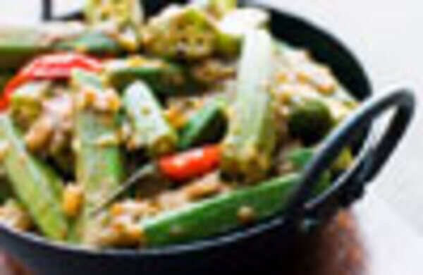 Cooking okra the Andhra way
