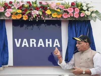 Defence Minister Rajnath Singh commissions Coast Guard ship Varaha in Chennai