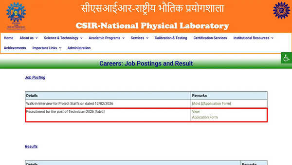 CSIR NPL Technician Recruitment 2026: Notification released at nplindia.in; apply here for multiple technical trades