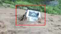 J&K: Car gets stuck in floodwater in Poonch 