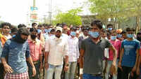 Hyderabad: Migrant workers protest outside construction site, demand safe return to home 