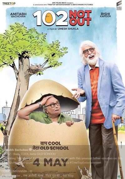 102 Not Out poster showcases Amitabh Bachchan and Rishi Kapoor as an unusual father-son duo