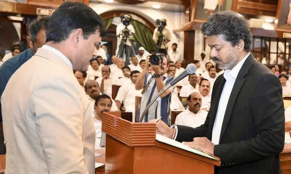 Vijay, MLAs take oath in assembly