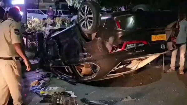 Drunk bizman's car rams parked two-wheeler, kills 2 engineering students in Hyderabad