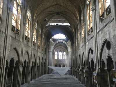A year after blaze, Notre Dame restoration halted by virus