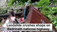Landslide crushes shops on Badrinath national highway 