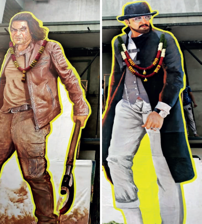 Sandalwood stars’ fans agree to jointly celebrate the release of The Villain without competitive garlanding, flex banners