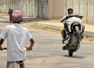 No brakes on wheelies, stuntmen attack again