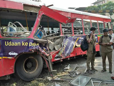 NMMT bus collides with local train near Sanpada, leaves three passengers injured