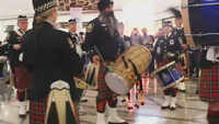Canadian police pipe band with a Sikh drummer, performs in Chandigarh 