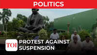 Suspended Rajya Sabha MPs continue to protest against suspension 