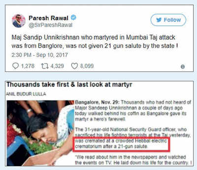 Fake News Buster: Major sandeep Unnikrishnan wasn’t given 21-gun salute?