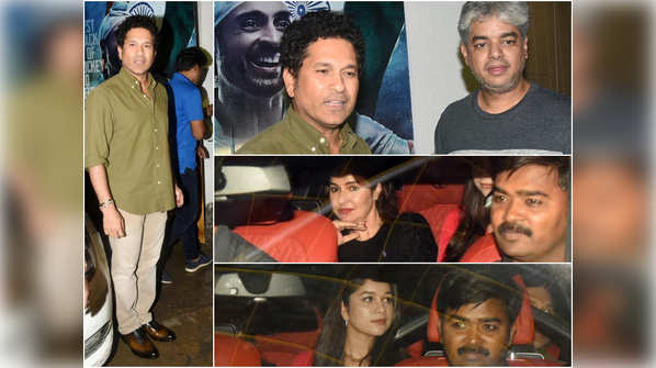 Sachin Tendulkar and family attend a screening of ‘Soorma’