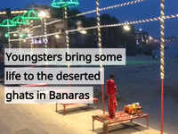 Youngsters bring some life to the deserted ghats in Banaras 