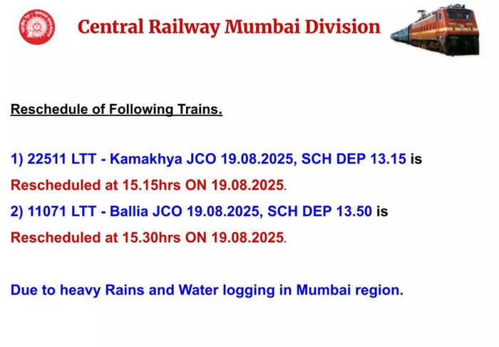 Mumbai Rains: Check rescheduled timings of following trains