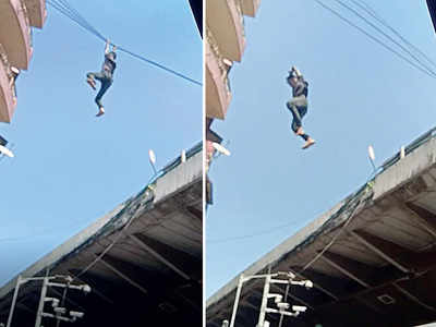 Man hangs on the wire at South Mumbai’s JJ flyover; falls on the road