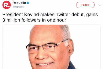 Fake News Buster: Prez Kovind gains 3 mn new followers in an hour?