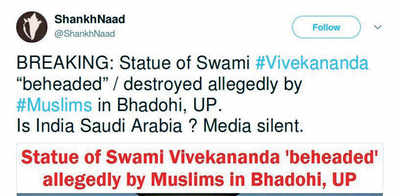 Fake News Buster: Statue of Swami Vivekananda beheaded by muslims?