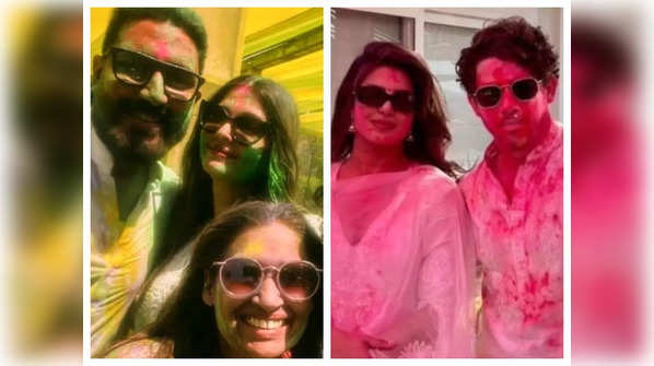 Aishwarya and Abhishek to Priyanka and Nick: Bollywood celebs' colourful Holi photos