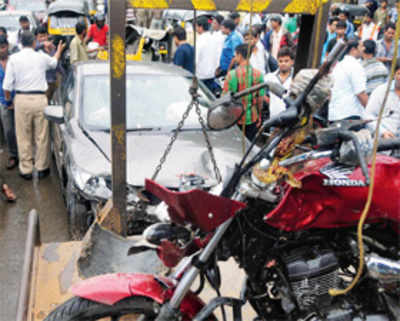 Man killed after out of control car hits his bike, two autos