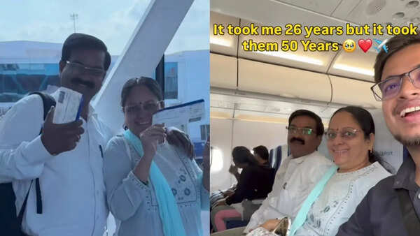 ‘It took me 26 years, but them 50’: Man takes parents on their first flight; video goes viral