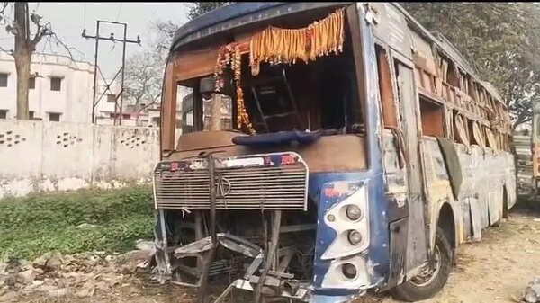 Bus overturns on NH; 16 injured
