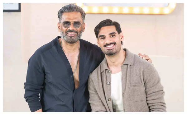 Suniel and Ahan Shetty on the Bombay Times Lounge