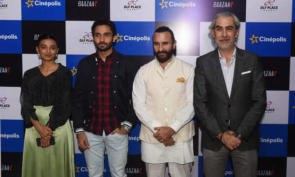 Saif Ali Khan, Radhika Apte and debutant Rohan Mehra promote 'Baazaar' in Delhi