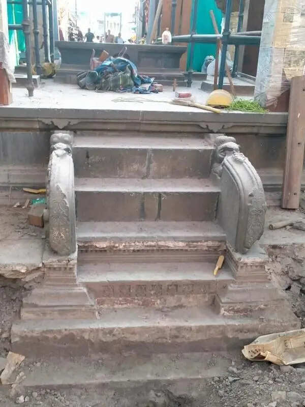 Ancient stone steps unearthed during Mahalaxmi Temple conservation works in Kolhapur