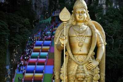 Famed Malaysian Hindu temple complex gets technicolour paint job