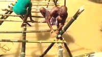 Villagers build bamboo bridge in flood-affected Darbhanga 