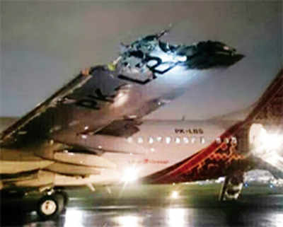 Planes collide while taxiing in Jakarta