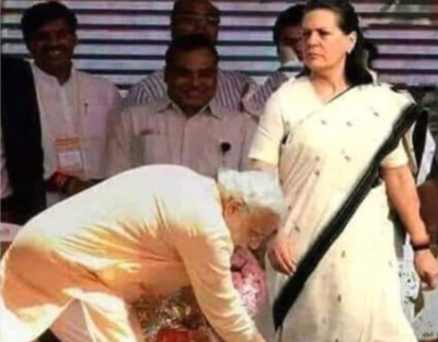 Fake: Viral photo of PM Modi touching Sonia Gandhi’s feet