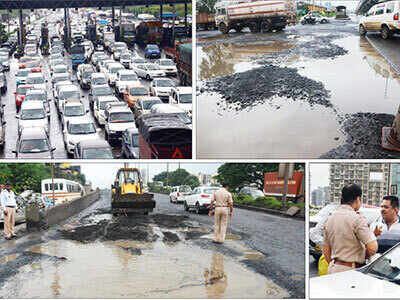 Sion-Panvel Highway: Pothole holds up traffic for eight hours