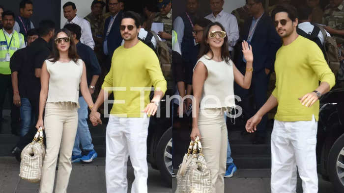 Sidharth Malhotra and Kiara Advani made a stunning couple at the airport as they jetted off to Jamnagar for the pre-wedding festivities