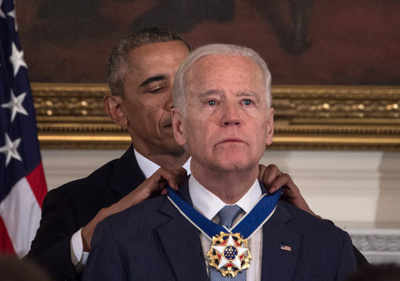 Barack Obama honours Joe Biden with top civilian award
