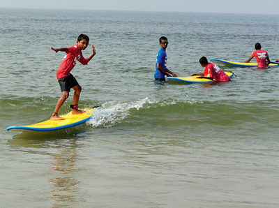 Children from govt schools learn to ride the waves