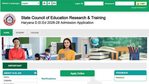 Haryana D.El.Ed. admissions 2026 registration closes today for diploma education course; apply here
