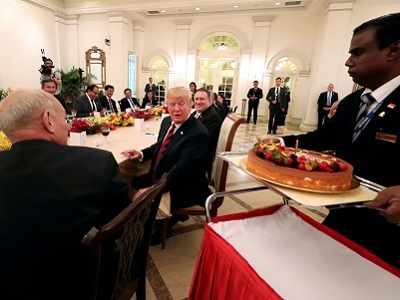 Donald Trump celebrates 72nd birthday with big cake in Singapore