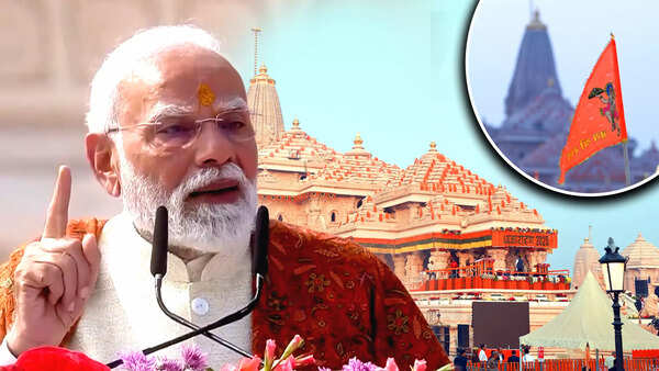 Historic moment in Ayodhya: PM Narendra Modi hoists Dharma Dhwaj atop Ram Mandir