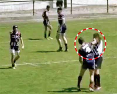 KNOCK KNOCK! Rugby player punches ref in face